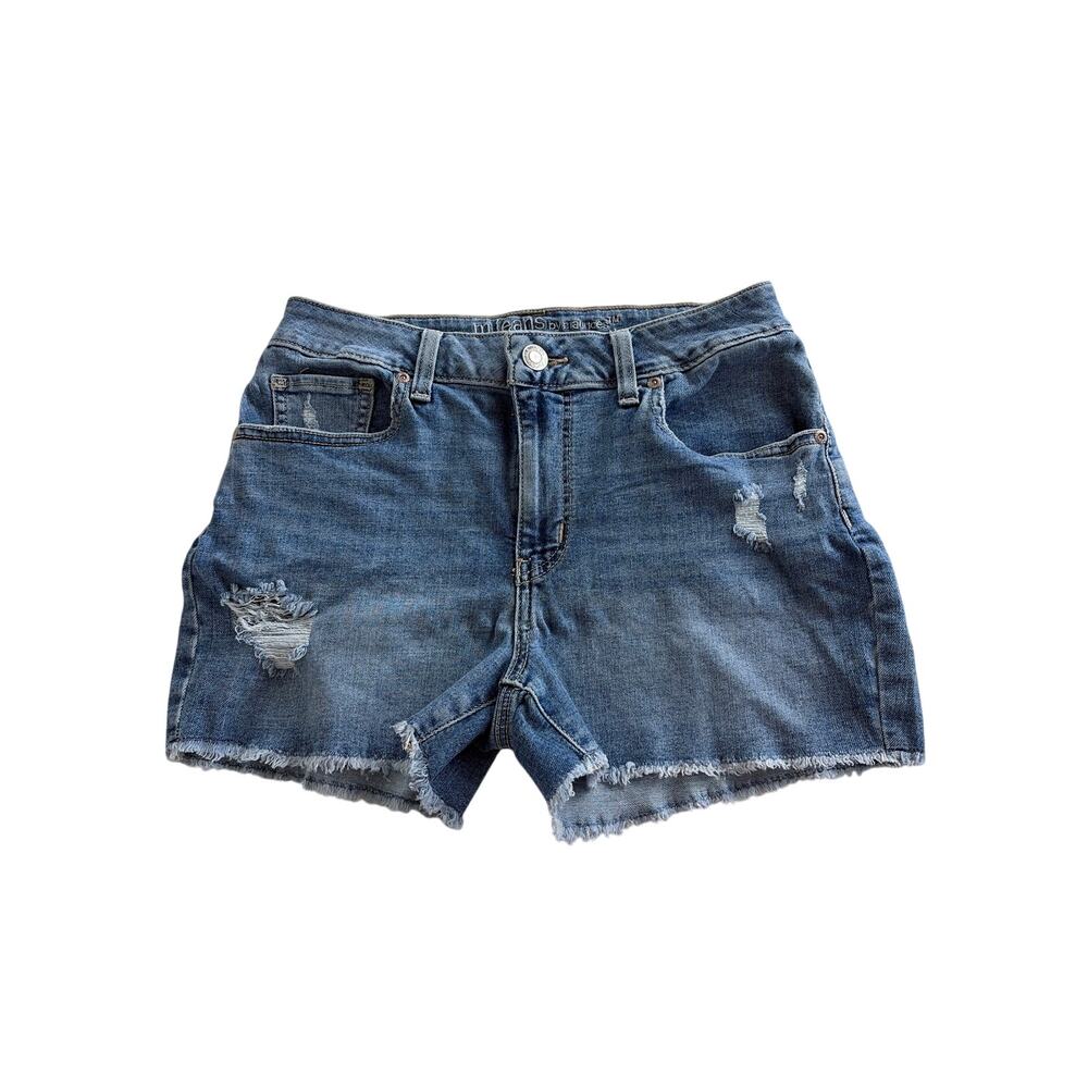 Maurices Denim Shorts Size 6 Blue Distressed 3" Inseam High Rise M Jeans